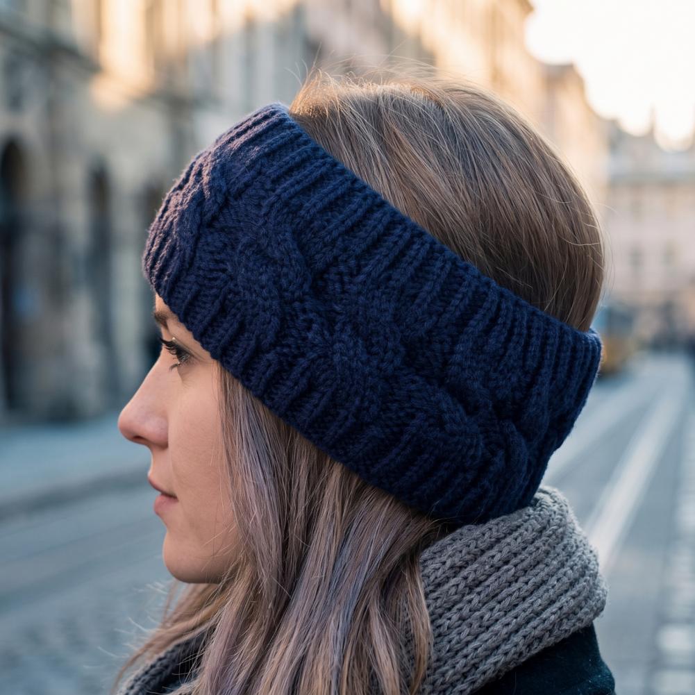 Fleece Ear Warmer Band - Bandeau tricoté d'hiver pour femmes, doublé