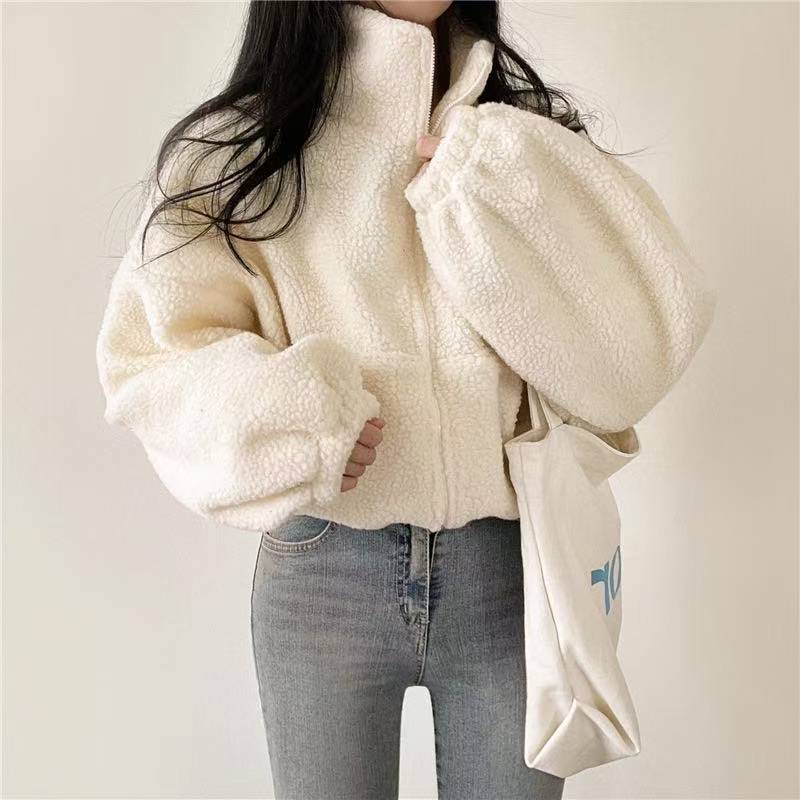 Veste à capuche courte zippée  - Sherpa Hoodie Fleece avis et prix